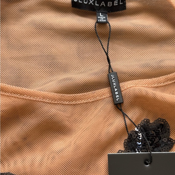 JLUXLABEL Tan and Black One Shoulder Bodycon Top - Picture 3 of 4